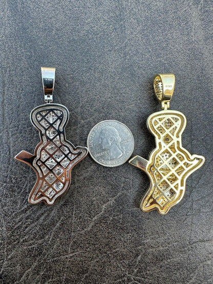 HarlemBling MOISSANITE Real 925 Silver / Gold Pillsbury Doughboy Money Necklace Pendant Iced