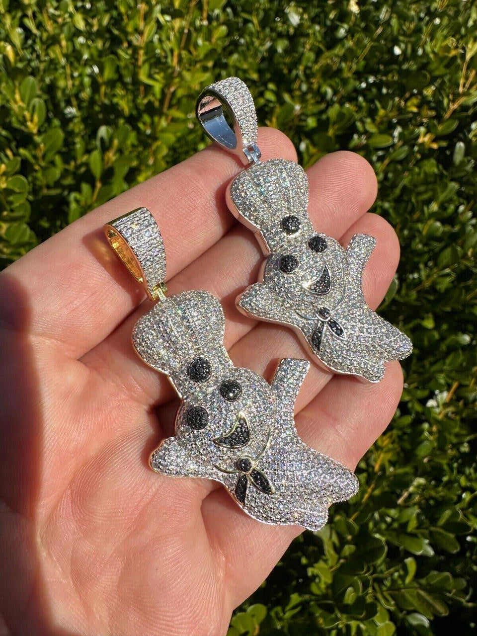 HarlemBling MOISSANITE Real 925 Silver / Gold Pillsbury Doughboy Money Necklace Pendant Iced