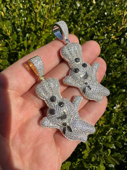 HarlemBling MOISSANITE Real 925 Silver / Gold Pillsbury Doughboy Money Necklace Pendant Iced