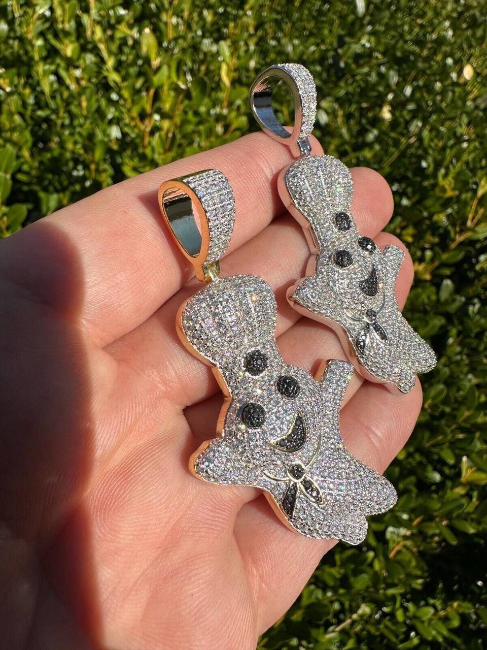 HarlemBling MOISSANITE Real 925 Silver / Gold Pillsbury Doughboy Money Necklace Pendant Iced