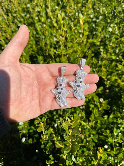 HarlemBling MOISSANITE Real 925 Silver / Gold Pillsbury Doughboy Money Necklace Pendant Iced