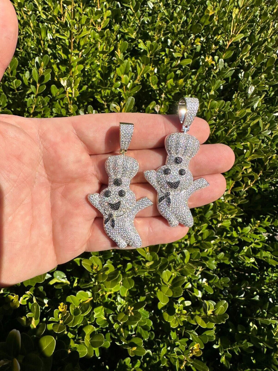 HarlemBling MOISSANITE Real 925 Silver / Gold Pillsbury Doughboy Money Necklace Pendant Iced