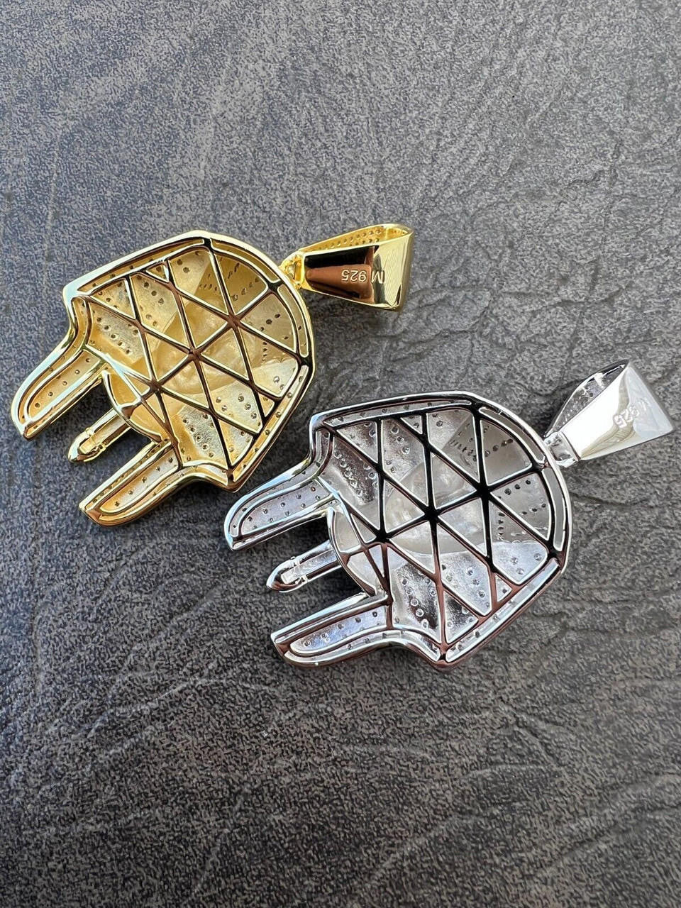 HarlemBling MOISSANITE Real 925 Silver Gold Plated Iced King Tut Egyptian Pharaoh Necklace