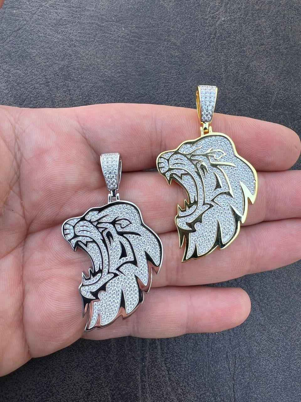 MOISSANITE Real 925 Silver / Gold Plated Iced Lion King Leo Hip