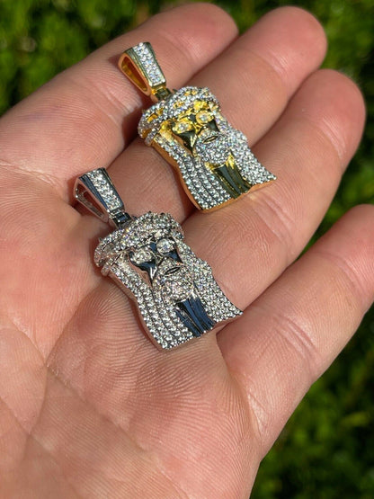 HarlemBling MOISSANITE Real 925 Silver Gold Small Jesus Piece Pendant Iced Pass Diamond Test