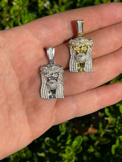 HarlemBling MOISSANITE Real 925 Silver Gold Small Jesus Piece Pendant Iced Pass Diamond Test