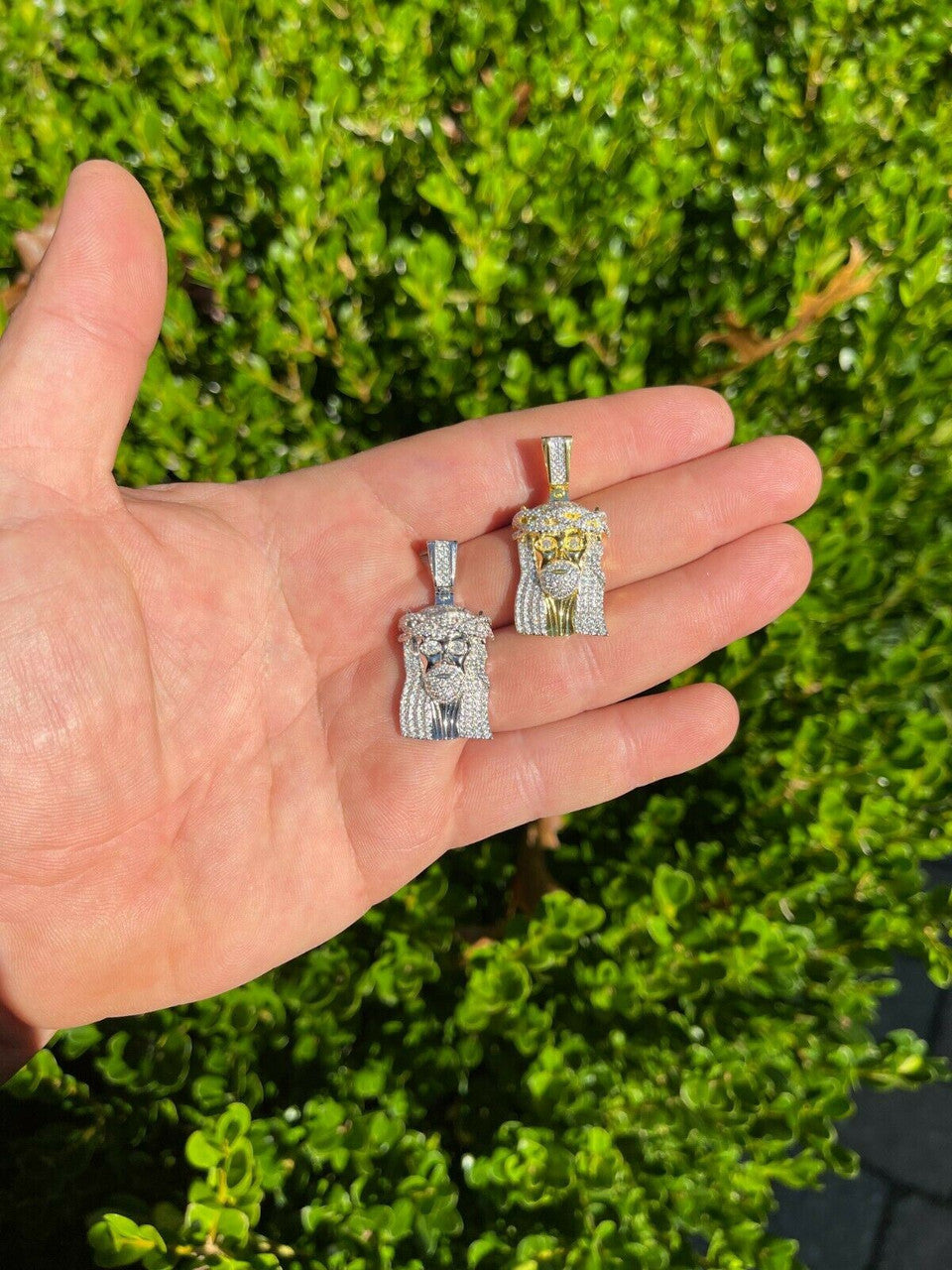 HarlemBling MOISSANITE Real 925 Silver Gold Small Jesus Piece Pendant Iced Pass Diamond Test