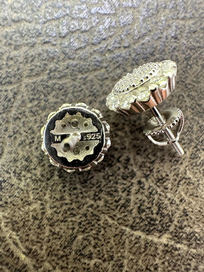 HarlemBling MOISSANITE Real 925 Silver Iced Cluster Round Hip Hop Out Big Mens 10mm Earrings