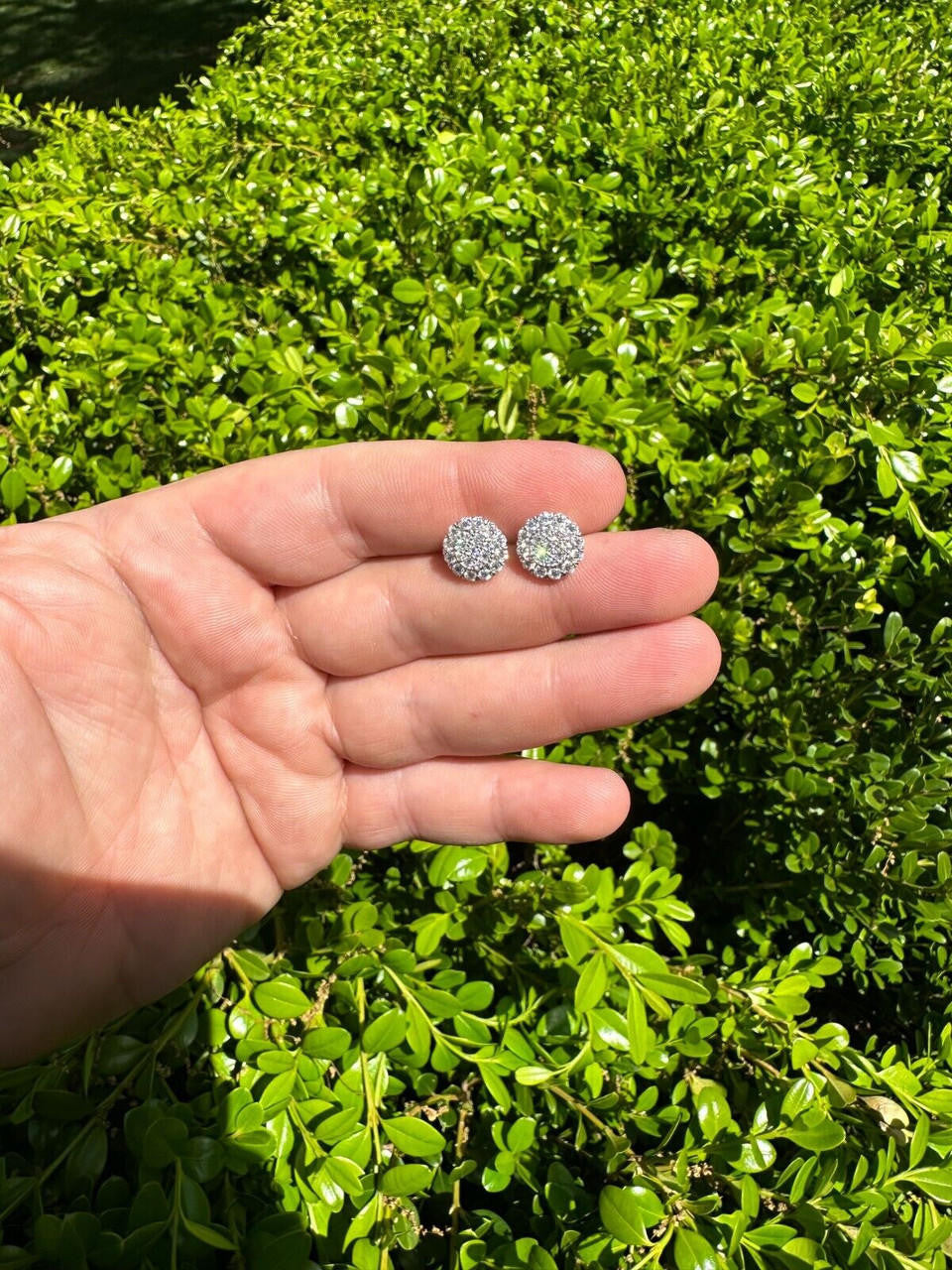 HarlemBling MOISSANITE Real 925 Silver Iced Cluster Round Hip Hop Out Big Mens 10mm Earrings