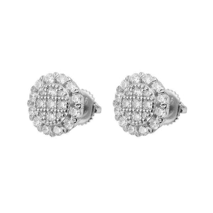 HarlemBling MOISSANITE Real 925 Silver Iced Cluster Round Hip Hop Out Big Mens 10mm Earrings