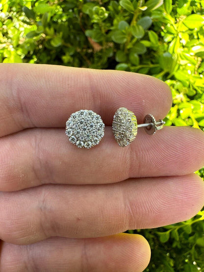 HarlemBling MOISSANITE Real 925 Silver Iced Cluster Round Hip Hop Out Big Mens 10mm Earrings