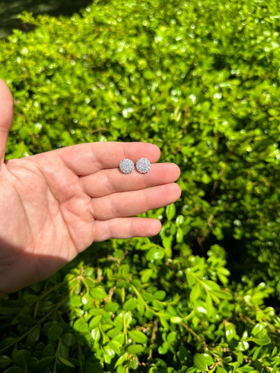 HarlemBling MOISSANITE Real 925 Silver Iced Cluster Round Hip Hop Out Big Mens 10mm Earrings