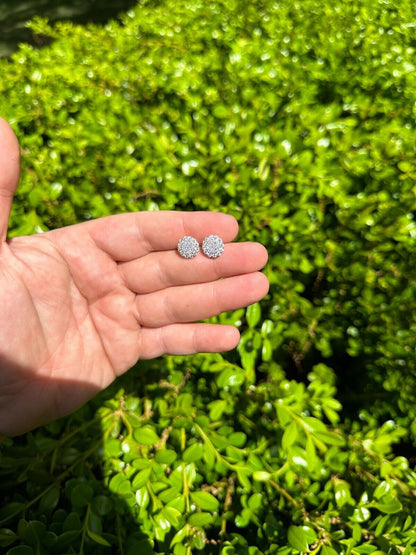 HarlemBling MOISSANITE Real 925 Silver Iced Cluster Round Hip Hop Out Big Mens 10mm Earrings