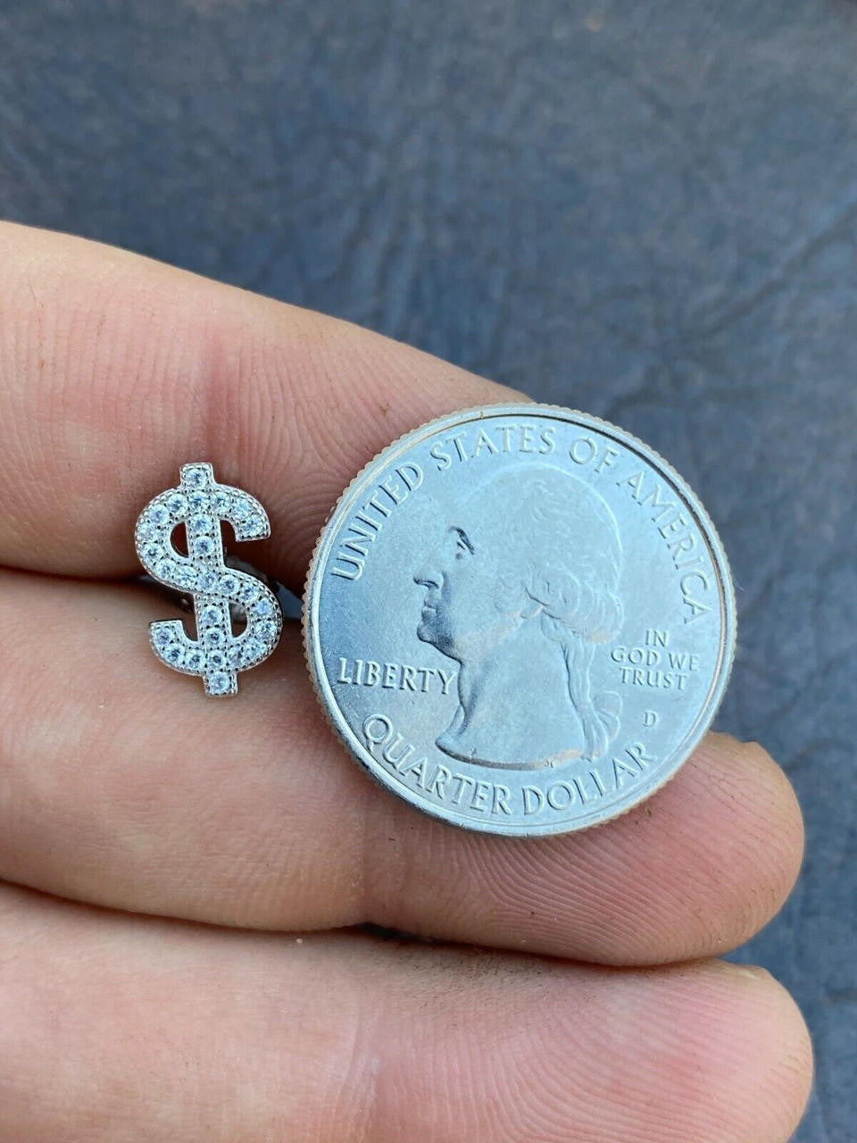 HarlemBling MOISSANITE Real 925 Silver Men Ladies Dollar Sign $ Money Earrings Iced Studs