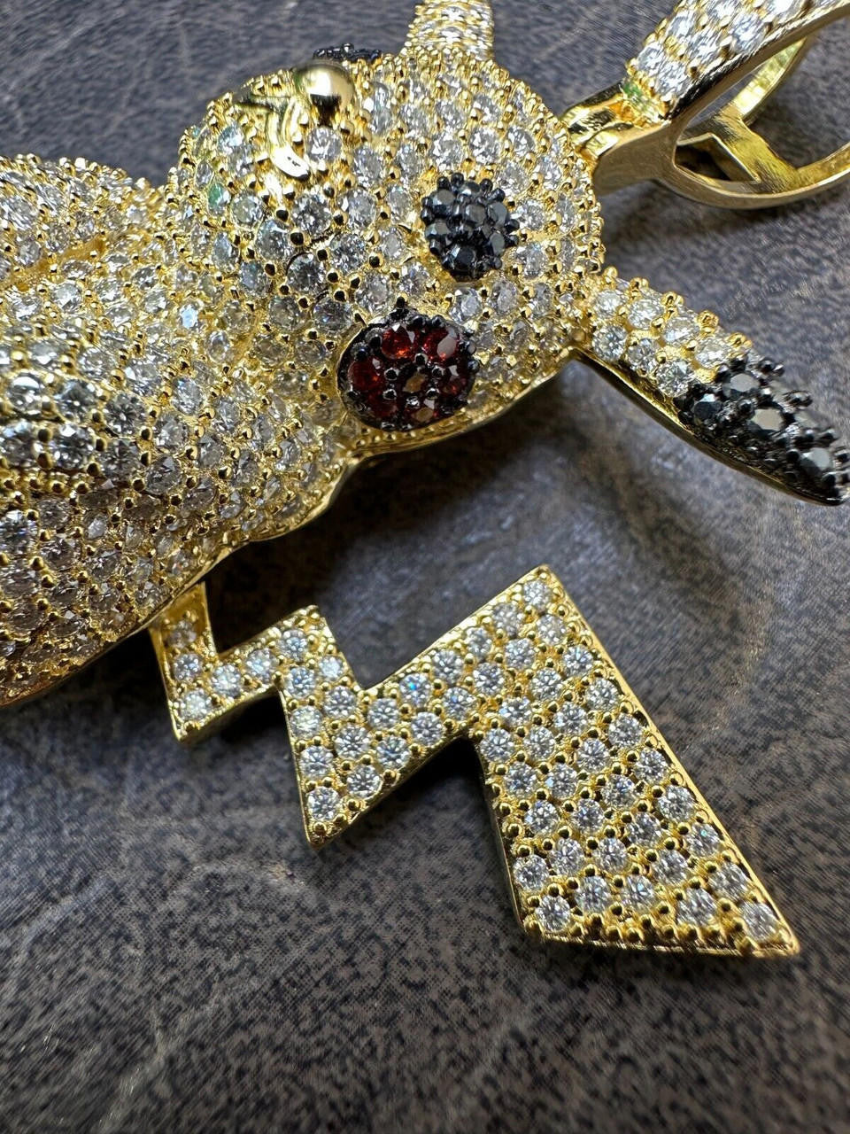 MOISSANITE Real 925 Silver/Gold Plated Iced Pickachu Pokemon