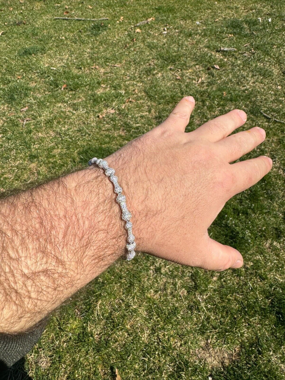 HarlemBling MOISSANITE Real Custom Bone Link Bracelet Iced Hip Hop 925 Silver Death Bones