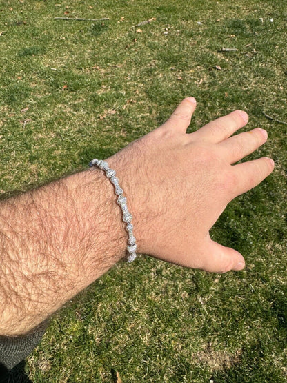 HarlemBling MOISSANITE Real Custom Bone Link Bracelet Iced Hip Hop 925 Silver Death Bones