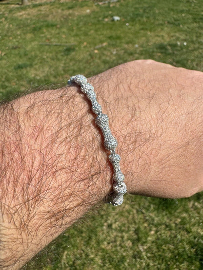 HarlemBling MOISSANITE Real Custom Bone Link Bracelet Iced Hip Hop 925 Silver Death Bones