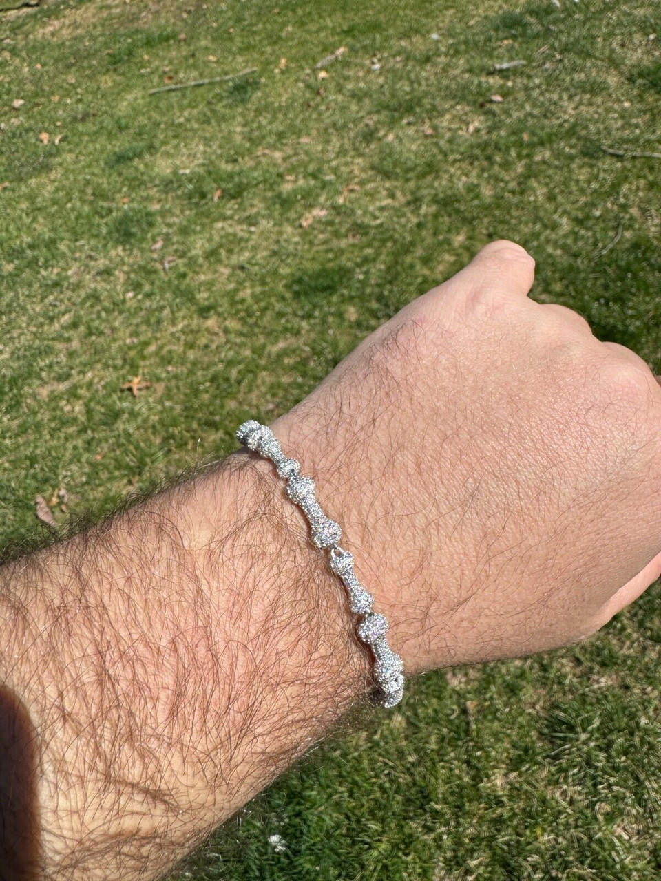 HarlemBling MOISSANITE Real Custom Bone Link Bracelet Iced Hip Hop 925 Silver Death Bones