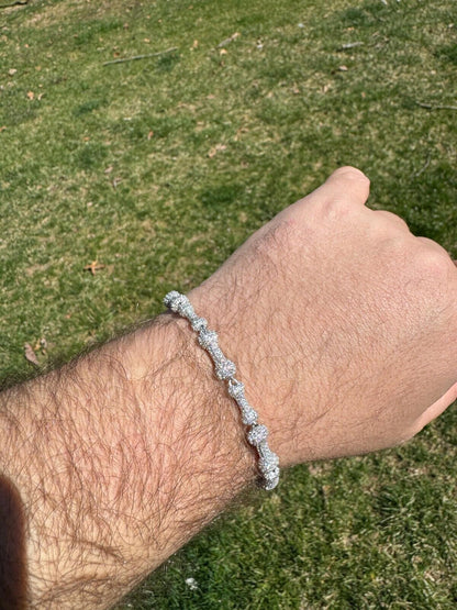 HarlemBling MOISSANITE Real Custom Bone Link Bracelet Iced Hip Hop 925 Silver Death Bones