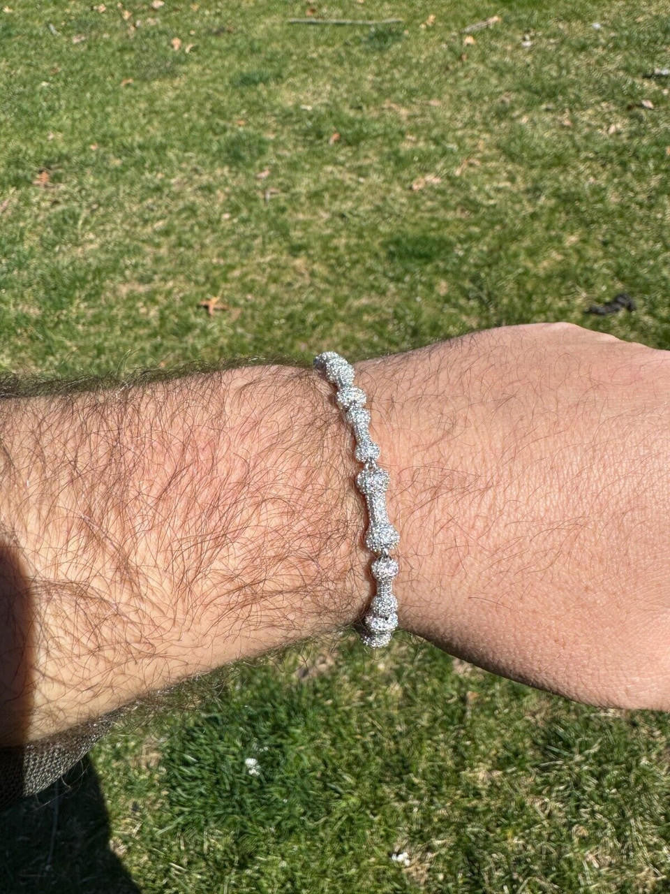 HarlemBling MOISSANITE Real Custom Bone Link Bracelet Iced Hip Hop 925 Silver Death Bones