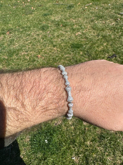 HarlemBling MOISSANITE Real Custom Bone Link Bracelet Iced Hip Hop 925 Silver Death Bones