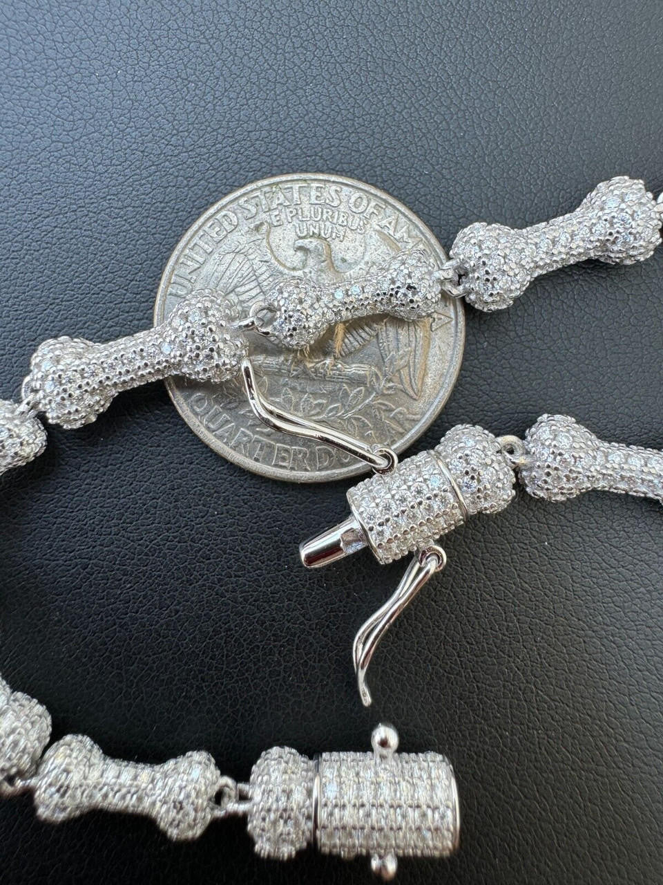 HarlemBling MOISSANITE Real Custom Bone Link Chain Iced Hip Hop 925 Silver Death Necklace