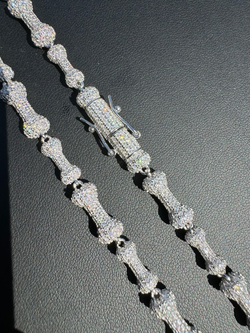 MOISSANITE Real Custom Bone Link Chain Iced Hip Hop 925 Silver