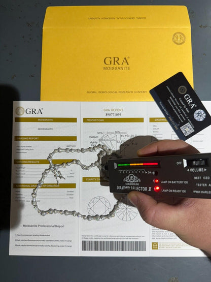 HarlemBling MOISSANITE Real Custom Bone Link Chain Iced Hip Hop 925 Silver Death Necklace