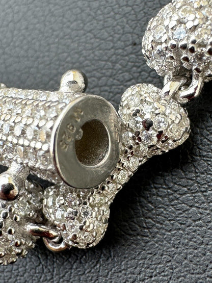HarlemBling MOISSANITE Real Custom Bone Link Chain Iced Hip Hop 925 Silver Death Necklace