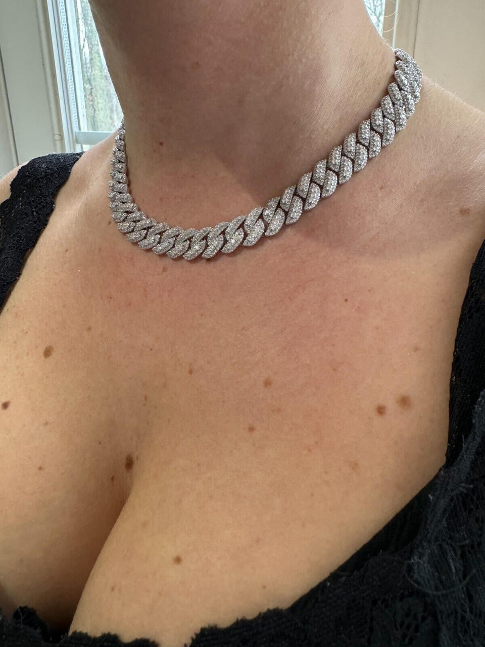 HarlemBling MOISSANITE Real Miami Cuban Link Chain Iced Hip Hop 925 Silver Necklace 16"-30"