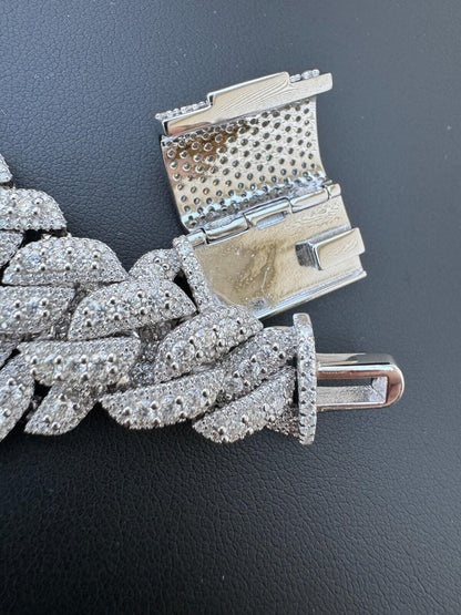 HarlemBling MOISSANITE Real Miami Cuban Link Chain Iced Hip Hop 925 Silver Necklace 16"-30"