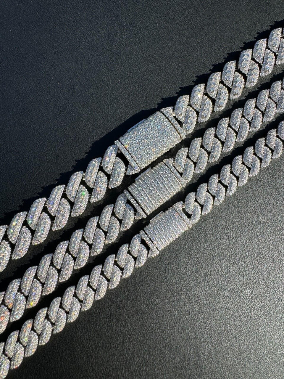 MOISSANITE Real Miami Cuban Link Chain Iced Hip Hop 925 Silver