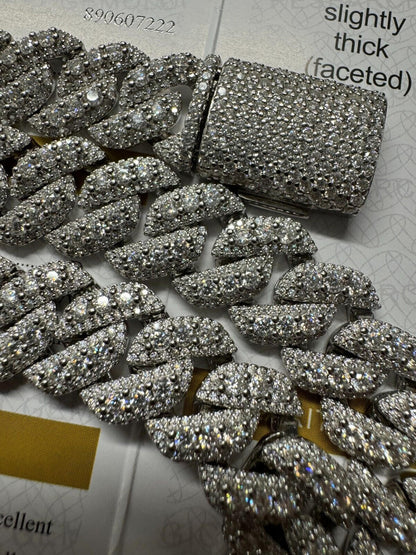 HarlemBling MOISSANITE Real Miami Cuban Link Chain Iced Hip Hop 925 Silver Necklace 16"-30"