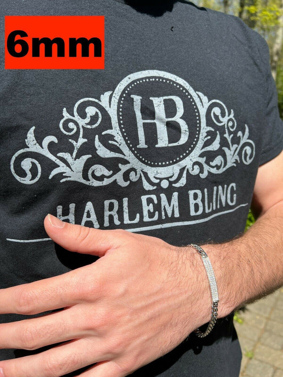 HarlemBling MOISSANITE Real Miami Cuban Link ID Bracelet 925 Silver Iced Pass Diamond Tester