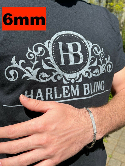 HarlemBling MOISSANITE Real Miami Cuban Link ID Bracelet 925 Silver Iced Pass Diamond Tester