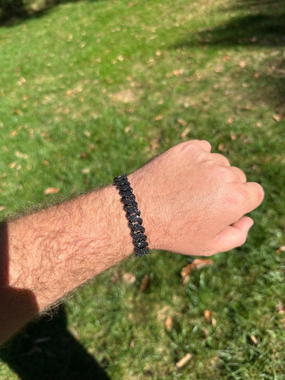 HarlemBling MOISSANITE Real Miami Cuban Link Prong Bracelet Black Rhodium Solid 925 Silver