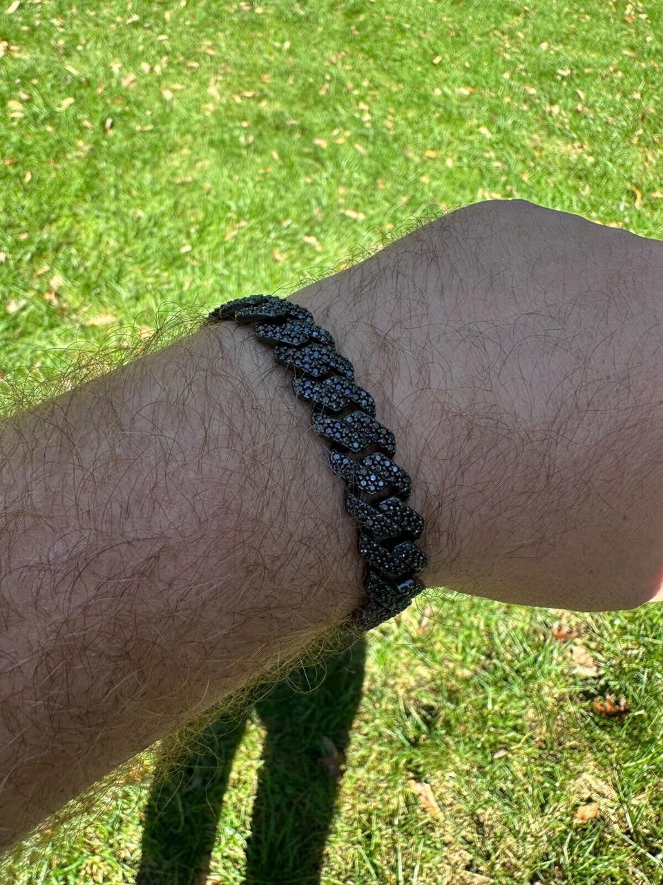 HarlemBling MOISSANITE Real Miami Cuban Link Prong Bracelet Black Rhodium Solid 925 Silver