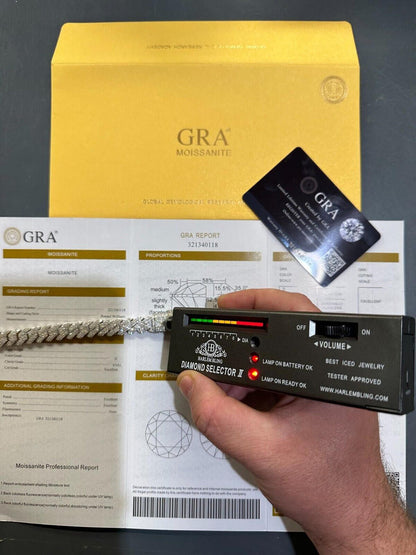 HarlemBling MOISSANITE Real Miami Cuban Link Prong Bracelet Iced Solid 925 Sterling Silver