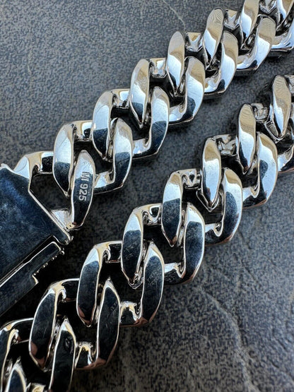 HarlemBling MOISSANITE Real Miami Cuban Link Prong Chain Iced Hip Hop 925 Silver Necklace
