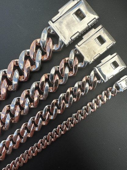 HarlemBling MOISSANITE Real Miami Cuban Link Prong Chain Iced Rose Gold 925 Silver Necklace