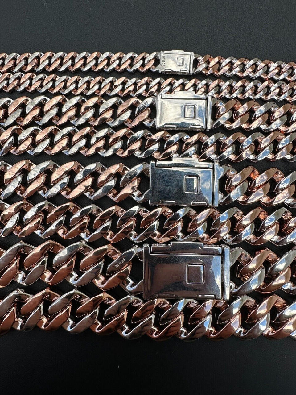 HarlemBling MOISSANITE Real Miami Cuban Link Prong Chain Iced Rose Gold 925 Silver Necklace