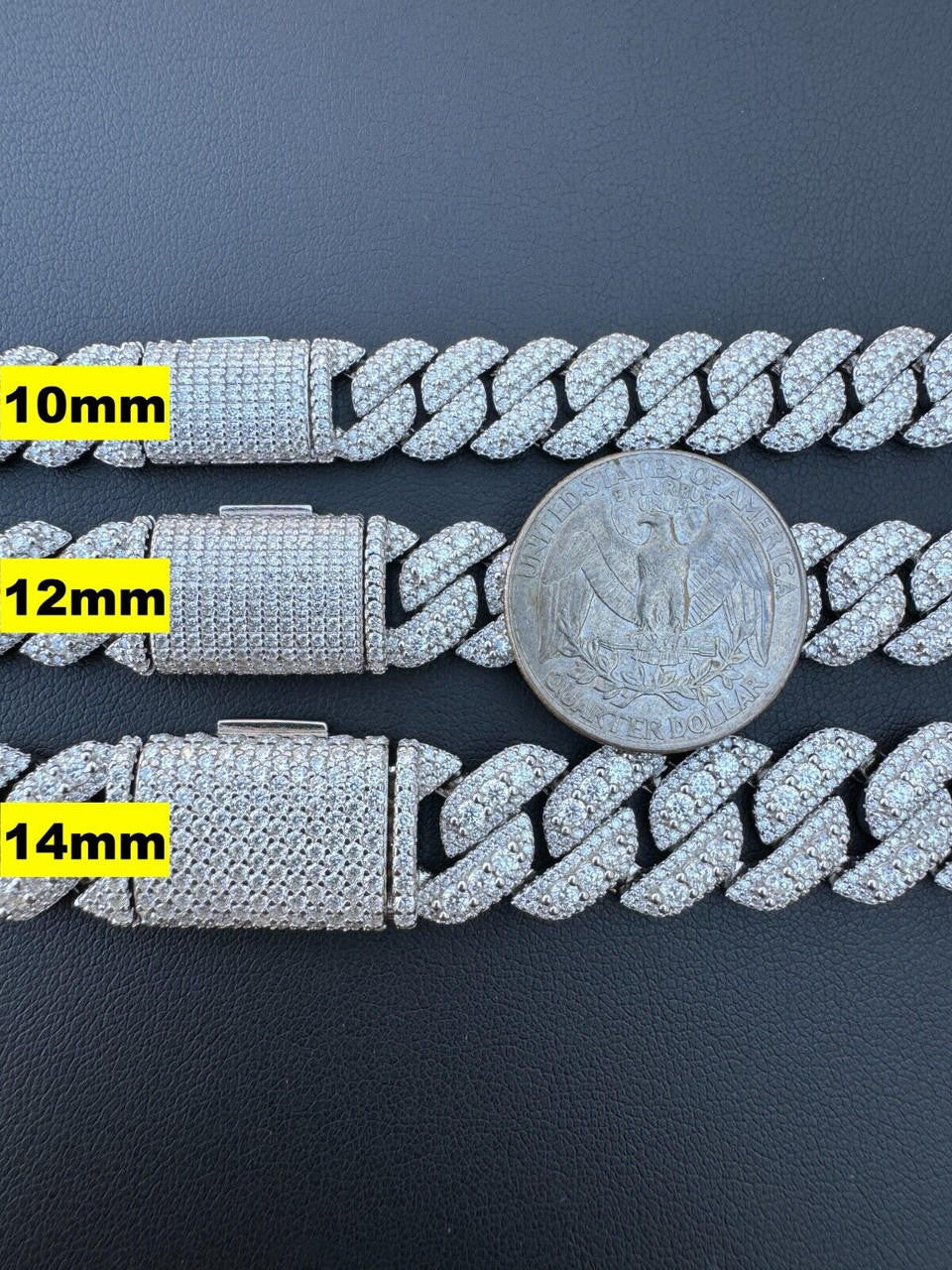 HarlemBling MOISSANITE Real Miami Cuban Prong Link Iced Hip Hop 925 Silver Bracelet 7-9"