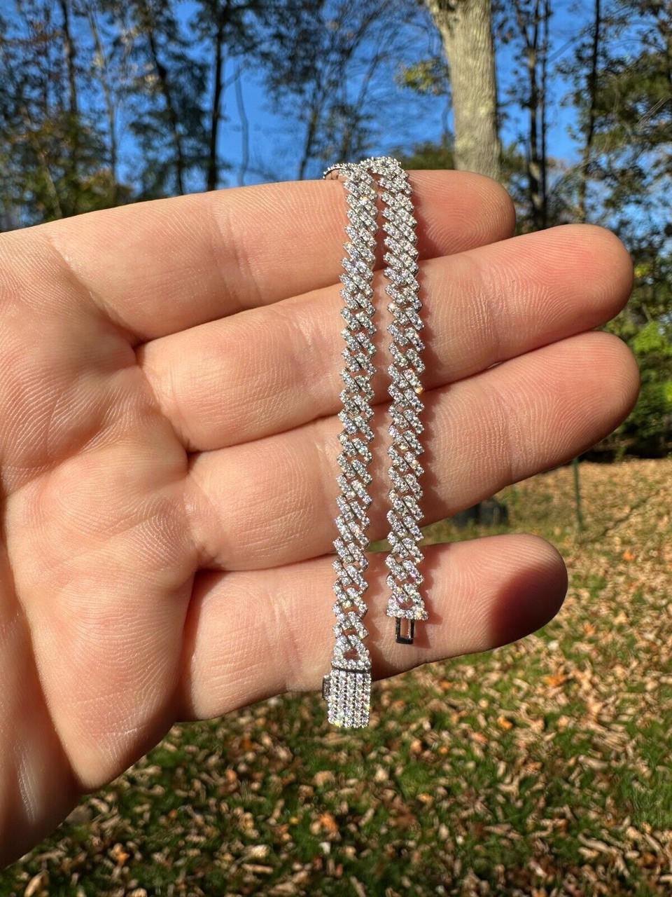 HarlemBling MOISSANITE Real Mini 5mm Micro Miami Cuban Link Prong Bracelet Iced 925 Silver