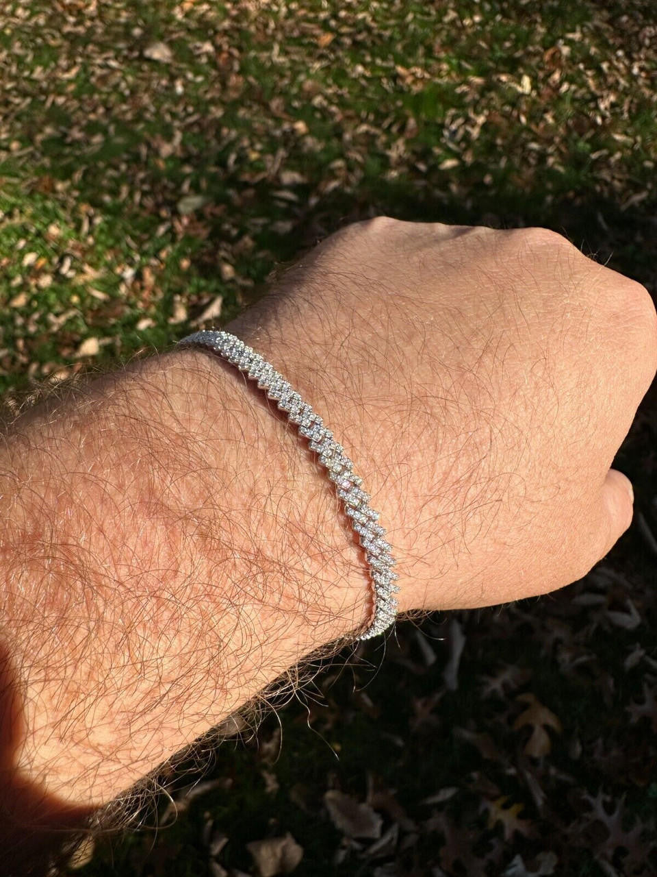 HarlemBling MOISSANITE Real Mini 5mm Micro Miami Cuban Link Prong Bracelet Iced 925 Silver