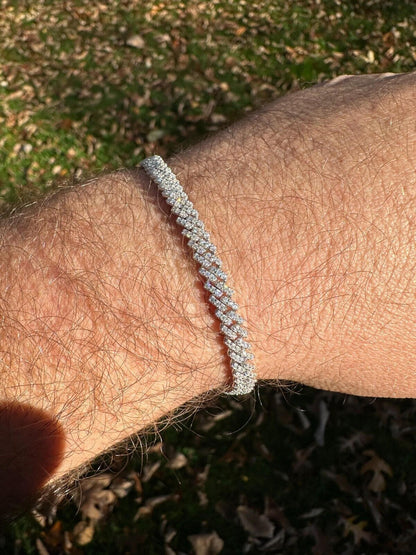 HarlemBling MOISSANITE Real Mini 5mm Micro Miami Cuban Link Prong Bracelet Iced 925 Silver