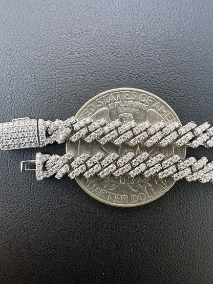 HarlemBling MOISSANITE Real Mini 5mm Micro Miami Cuban Link Prong Bracelet Iced 925 Silver