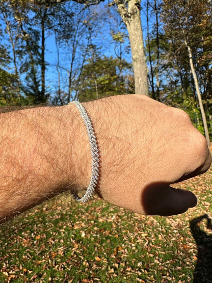 HarlemBling MOISSANITE Real Mini 5mm Micro Miami Cuban Link Prong Bracelet Iced 925 Silver