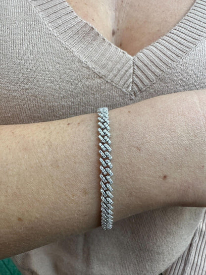 HarlemBling MOISSANITE Real Mini 5mm Micro Miami Cuban Link Prong Bracelet Iced 925 Silver