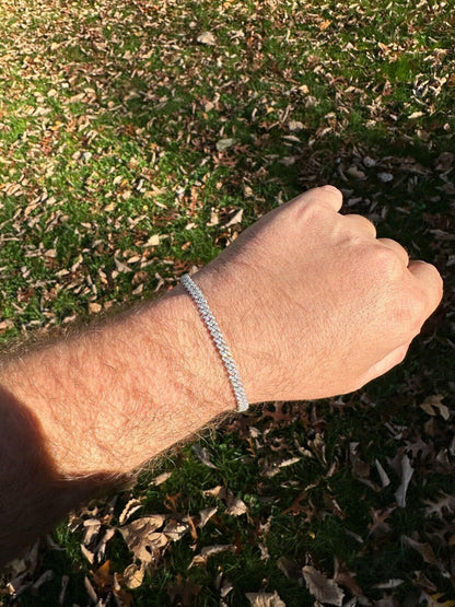 HarlemBling MOISSANITE Real Mini 5mm Micro Miami Cuban Link Prong Bracelet Iced 925 Silver